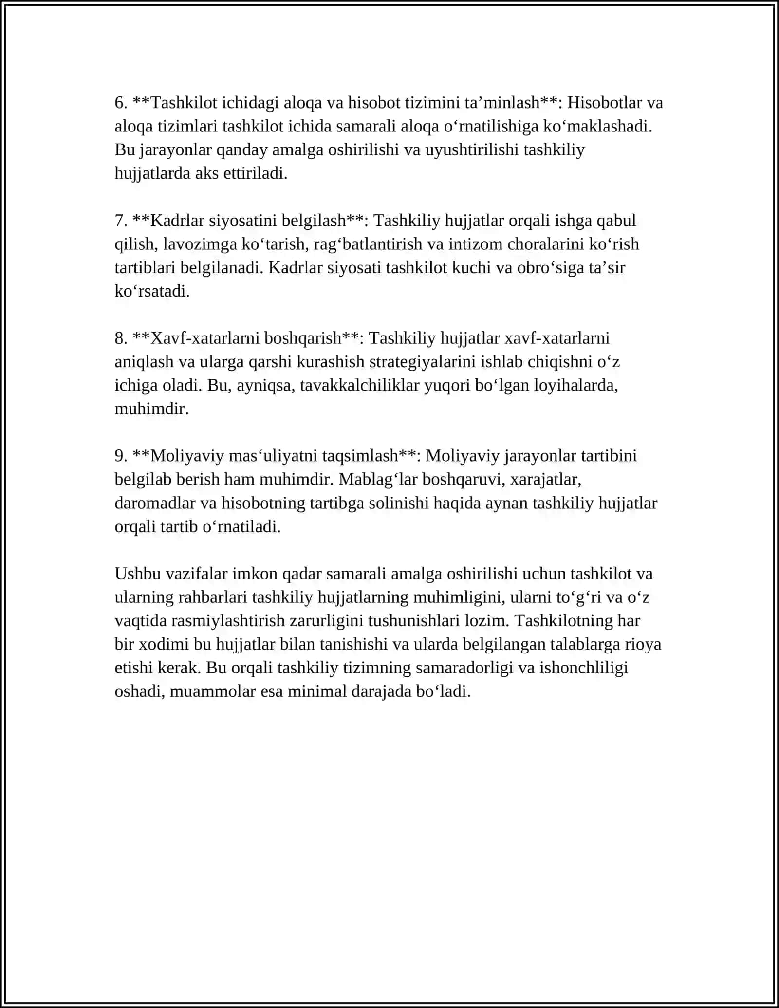 TASHKILIY HUJJATLARNING VAZIFASI. TASHKILIY HUJJATLARNING TURLARI 4