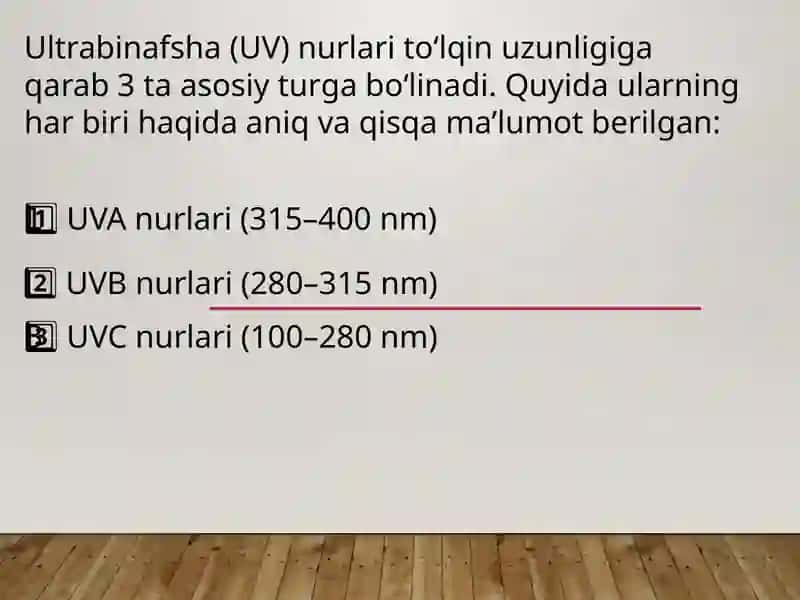 Ultrabinafsha nurlanish. Ultrabinafsha nurlanishning tibbiyotda qoʻllanilishi 4