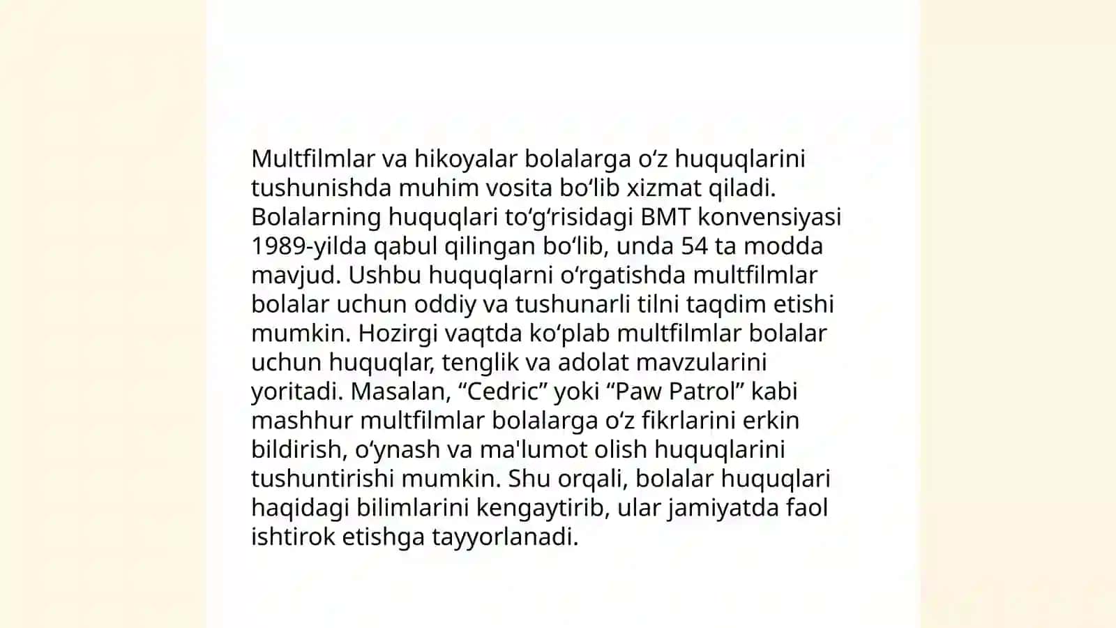 Bolalarga kichik yoshdan huquqlarini órgatish usullari 4