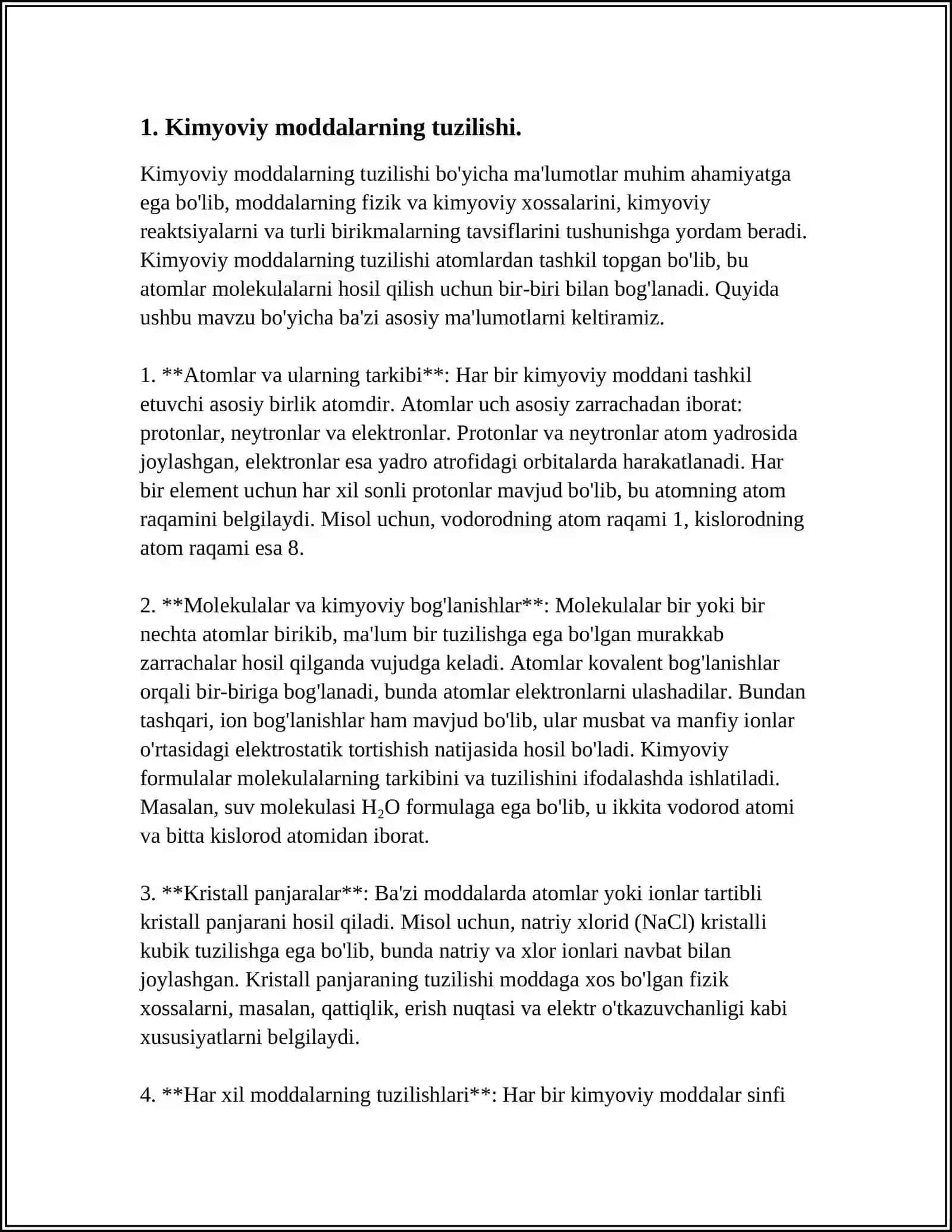 TABBIY FANLAR KURSIDAGI KIMYOVIY TUSHUNCHALAR OʻRGANISH 4