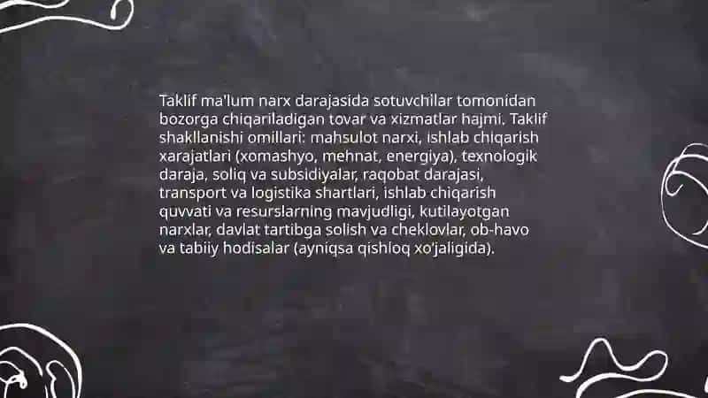 Талаб таклиф ва бозор муносабатлари 4