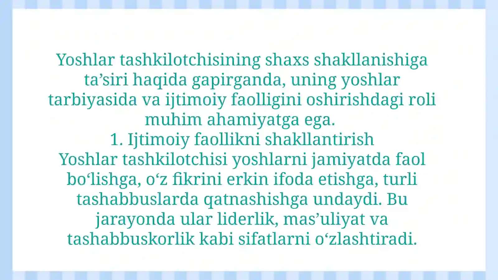 Yoshlar tashkilotchisining shaxs shakllanishiga taʼsiri 4