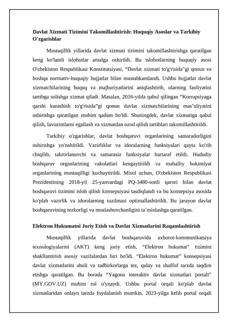 Mustaqillik Yillarida Davlat Boshqaruvi Islohotlarining Asosiy Yo'nalishlari 4