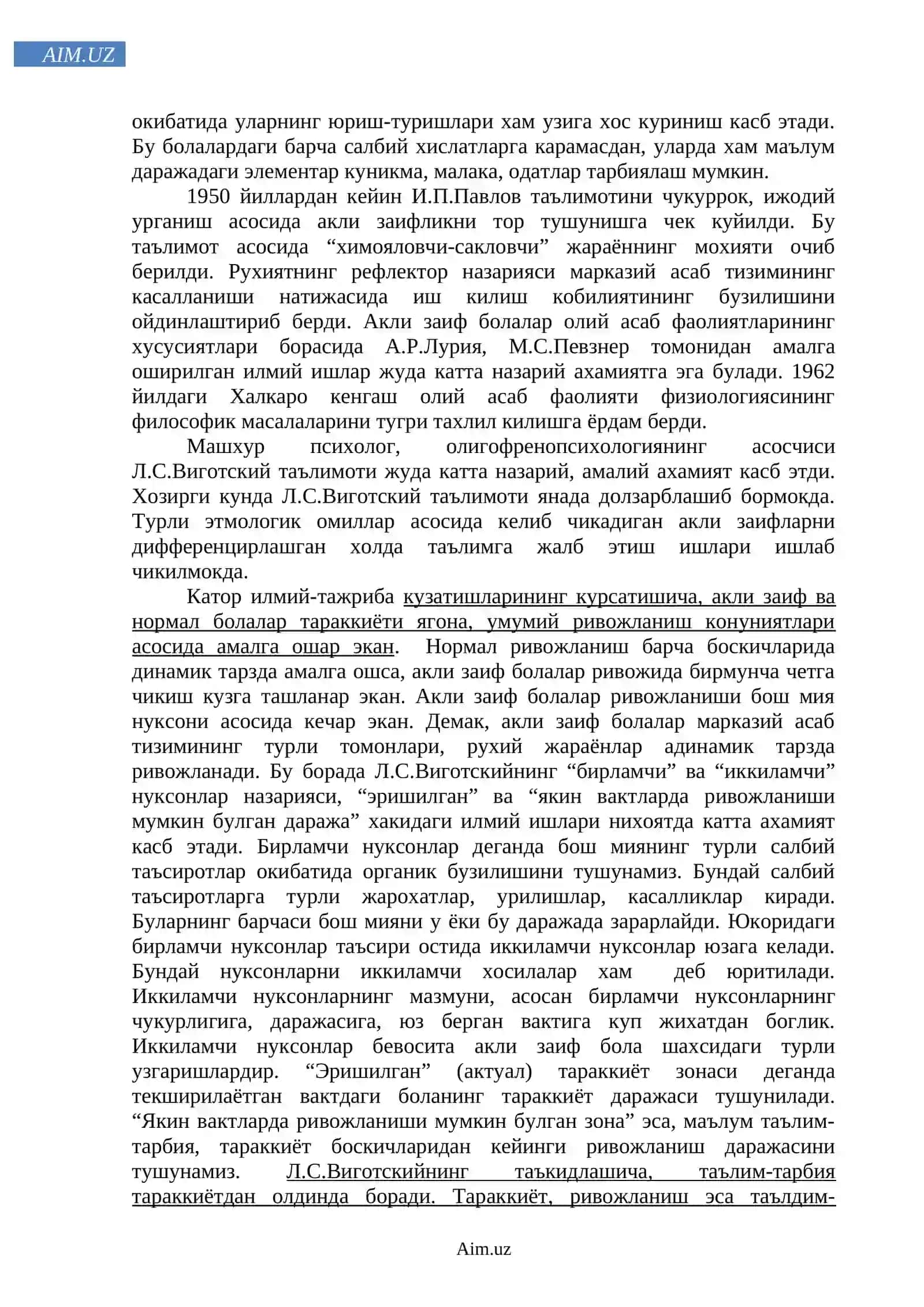 Акли заифлик муаммоси ва акли заифболалар рухиятининг ривожланиш хусусиятлари 4