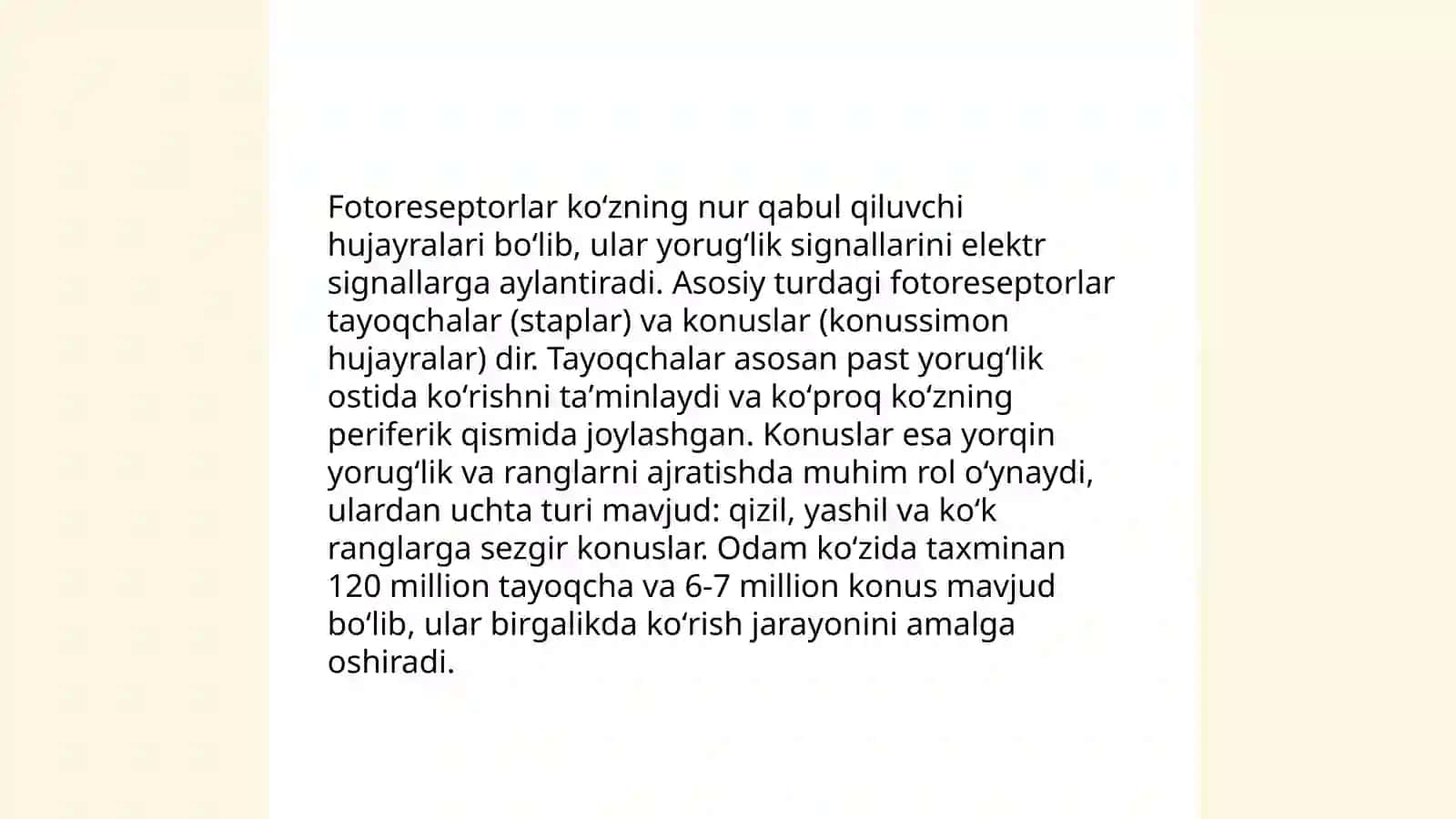 Ko'zning to'r pardasida ketadigan fotobiologik jarayonlar 4