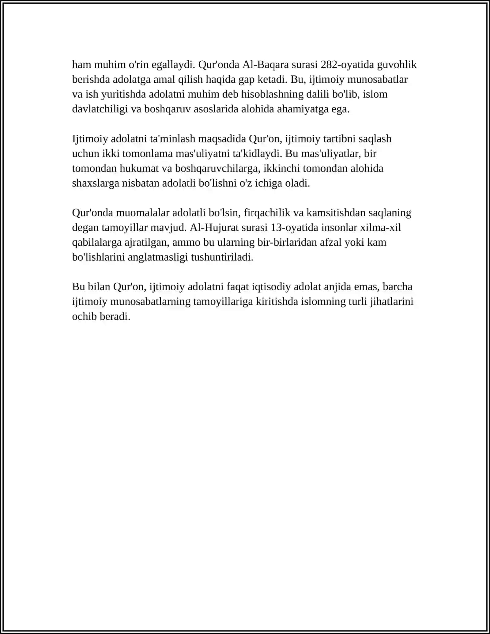 QUR'ON VA HADISLARDA BERILGAN IJTIMOIY- IQRISODIY ĢAYALAR 4