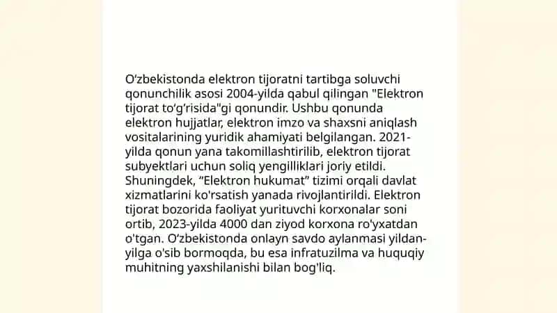 Elektron tijoratning Oʻzbekistonda rivojlanish bosqichlari 4
