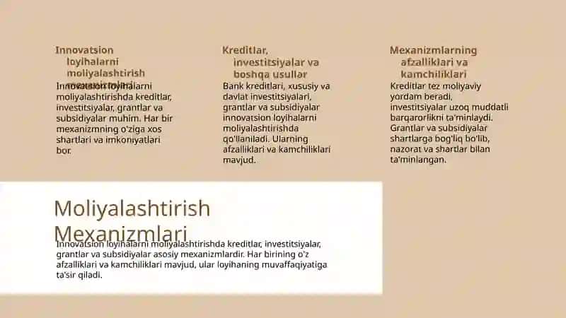 Innovatsion loyihalarning moliyalashtirish tizimi. Inovatsiyalarning smaraforligi 4