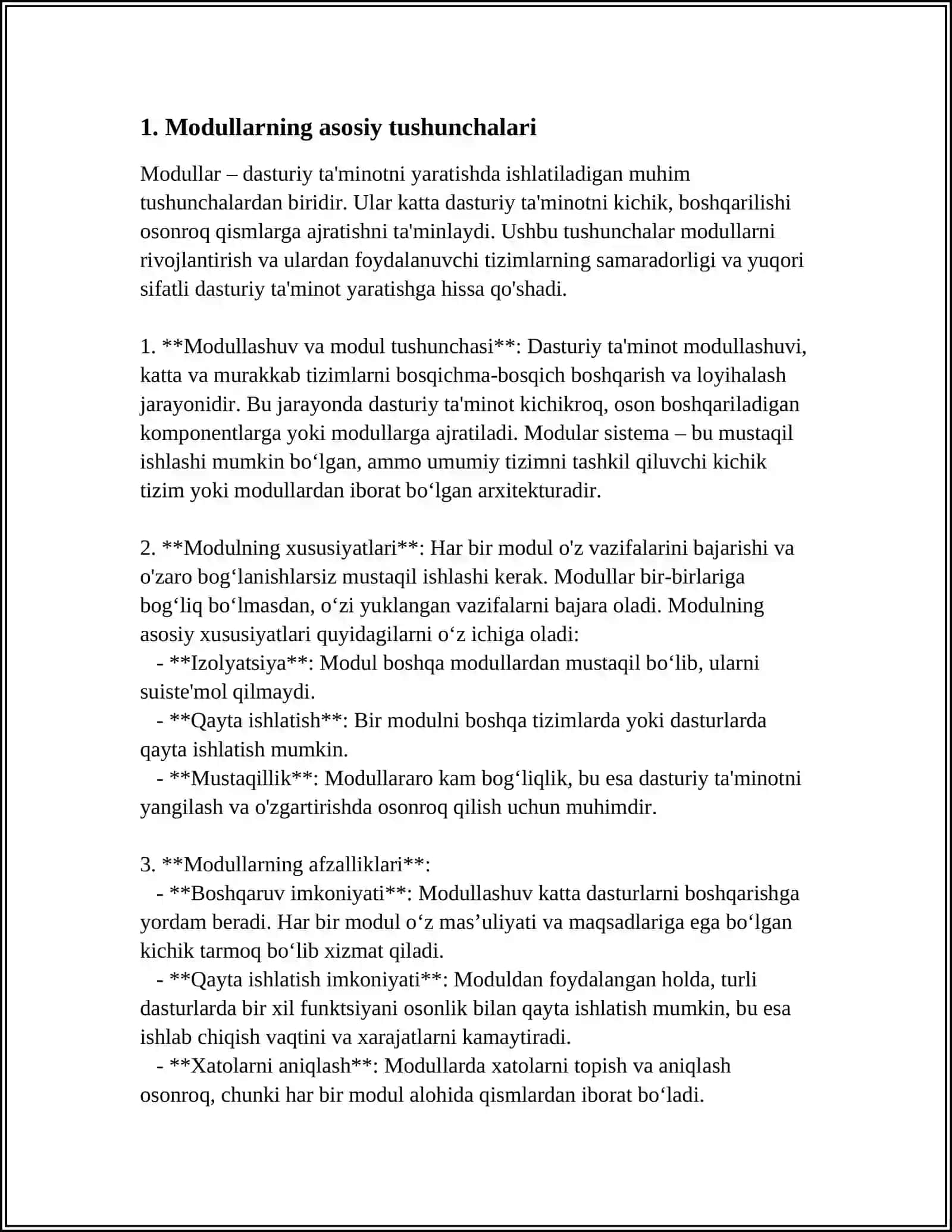 NOSTANDART MODULLARNI YARATISH VA ULARNI DASTURLARDA QO'LLASH 4