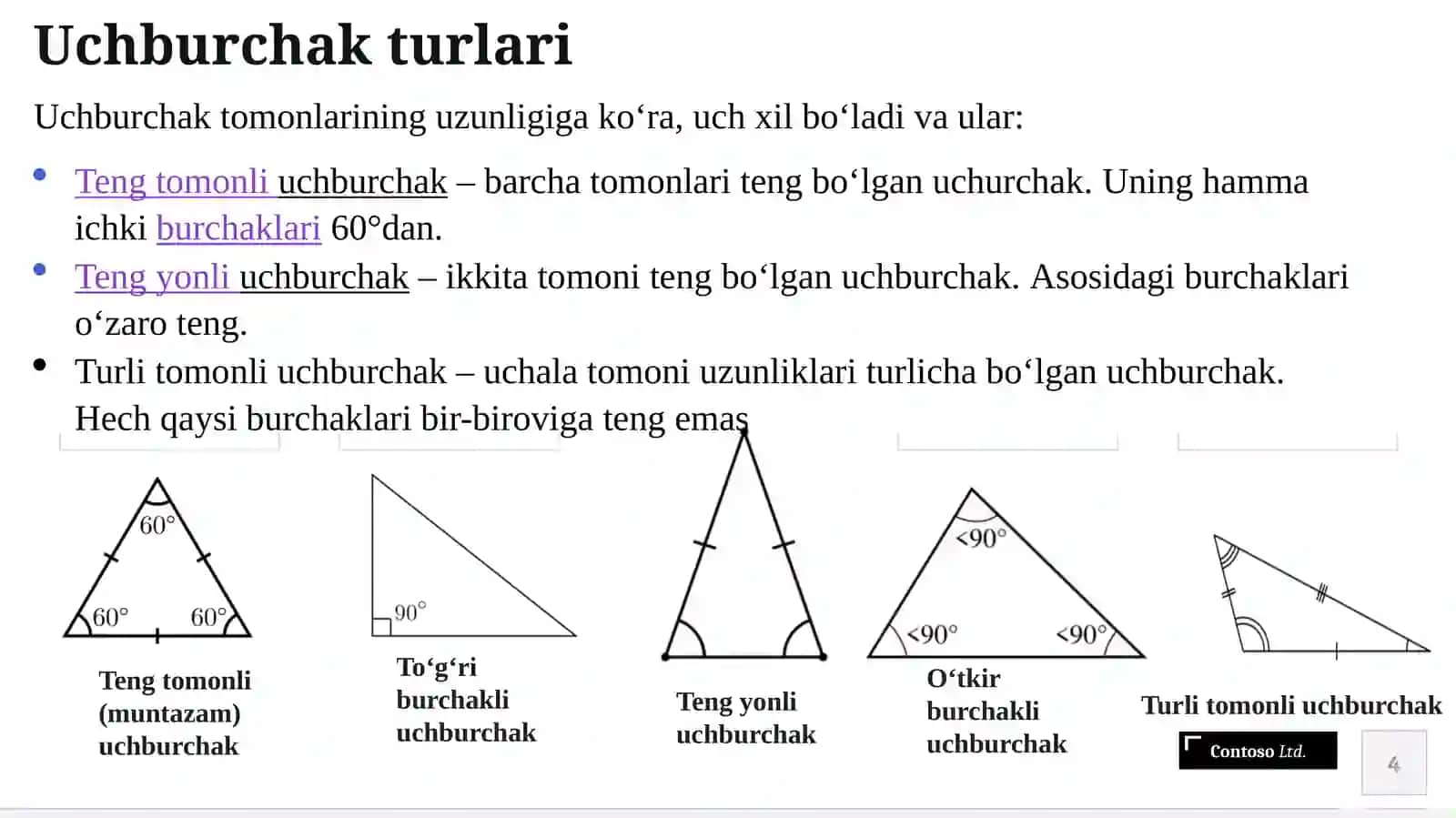 Uchburchaklar va ularda metrik munosabatlar mavzusini o'qitish metodikasi 4
