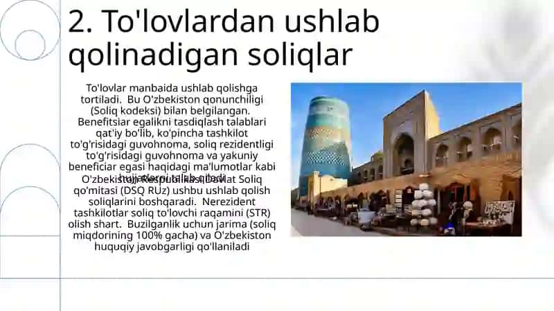Oʻzbekiston hududida olingan chet el yuridik shaxsning soliqqa tortiladigan bazasi 4