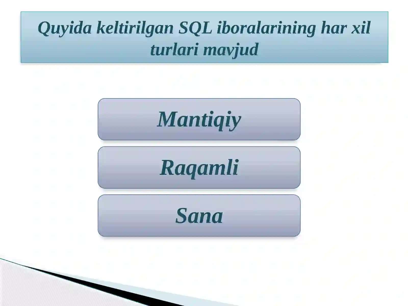 Sql serverda ifodalar va uning vazifalari 4