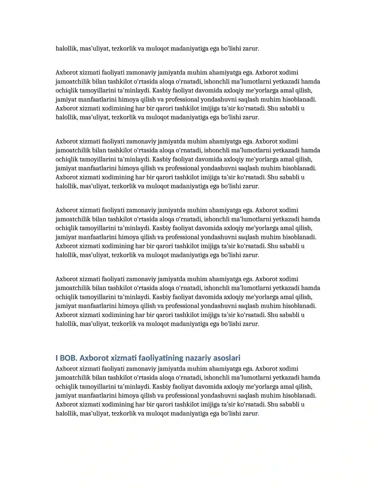 Axborot xizmati xodimining axloqiy fazilatlari 4