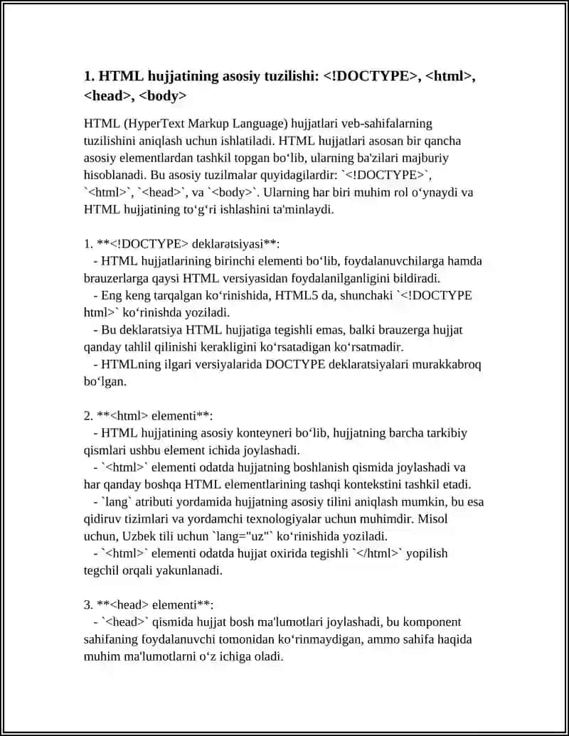 HTML TILINING ASOSIY TEGLARI. WEB SAHIFA YARATISH 4