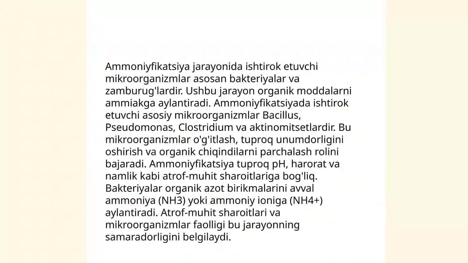 Ammoniyfikatsiya, denitrifikatsiya va nitrifikatsiya jarayoning biokimyoviy xususiyatlari 4