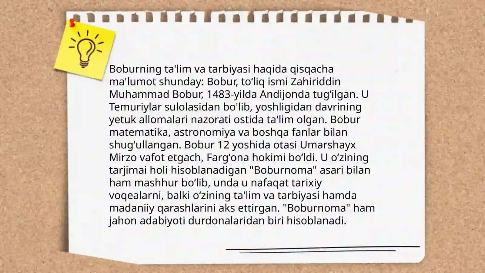 Akademik litseylar uchun Bobur hayoti va ijodini oʻrganish 4