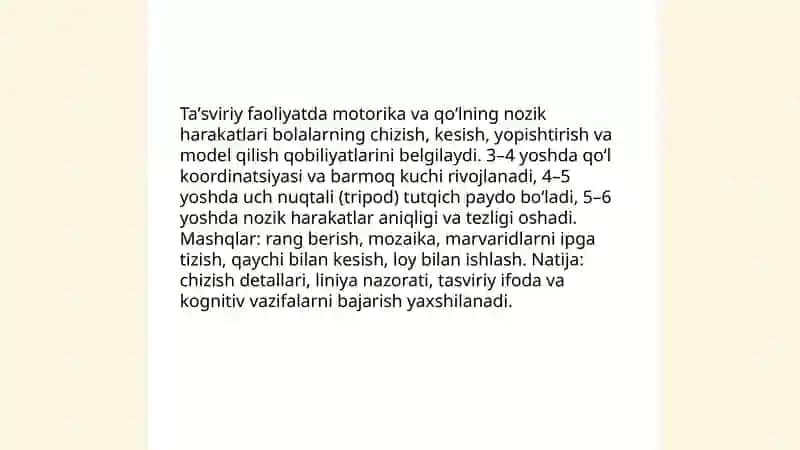 Maktabgacha yoshdagi bolalarni tasviriy faoliyatlarining o‘ziga xos xususiyatlari 4