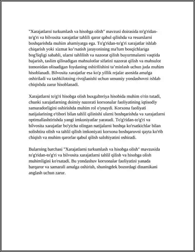 XARAJATLARNI TURKUMLASH VA HISOBGA OLISH 4