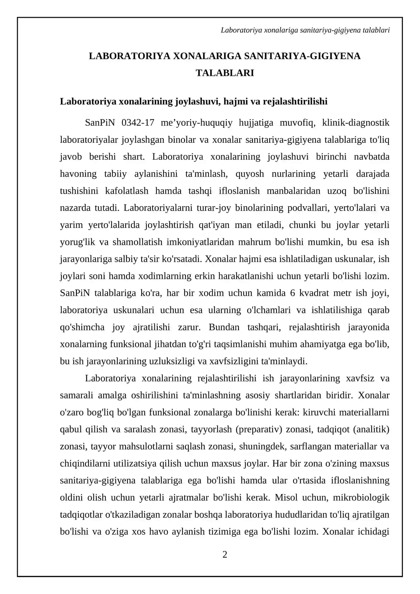 Laboratoriya xonalariga sanitariya-gigiyena talablari 4
