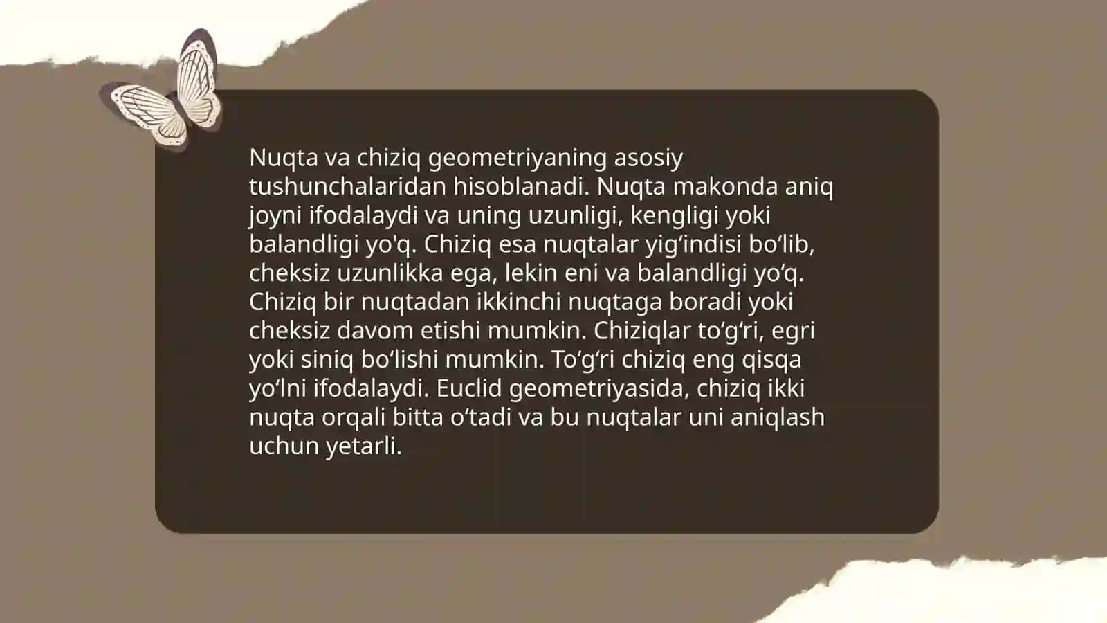 Planimetriya aksiomalarini takrorlash 4