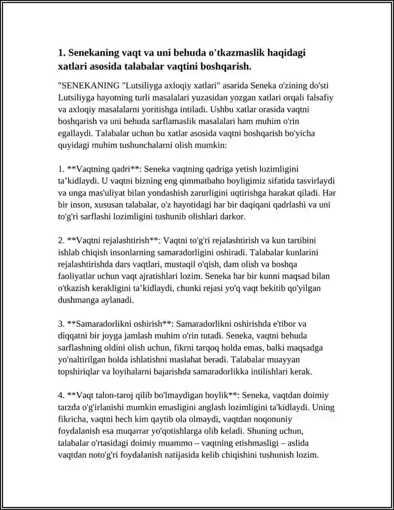 SENEKANING "LUTSILIYGA AXLOQIY XATLARI" ASARI 4