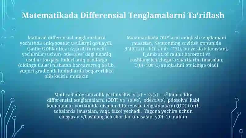 Matematikada Differensial Tenglamalarga Kirish (Mathcadda) 4