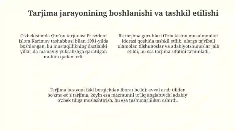 Mustaqillik yillarida Qur'onning o'zbek tiligatarjimaqilinishi 4