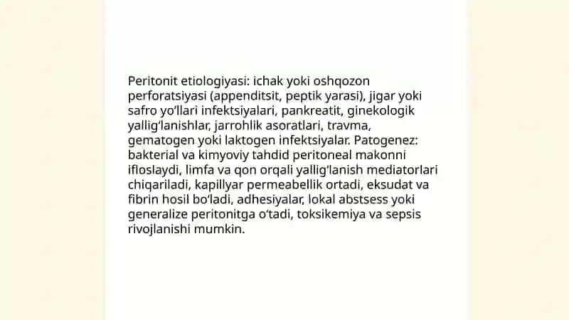 Òtkir qorin sindromi. Peritanit Churralar 4