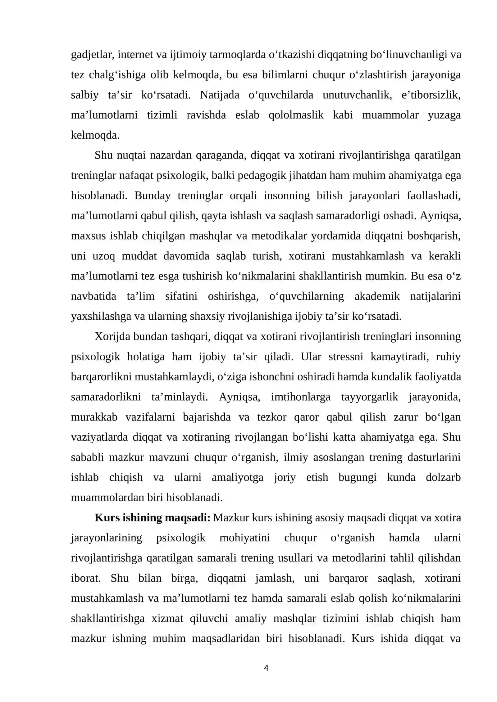 DIQQAT VA XOTIRANI RIVOJLANTIRISHGA QARATILGAN TRENINGLAR 4