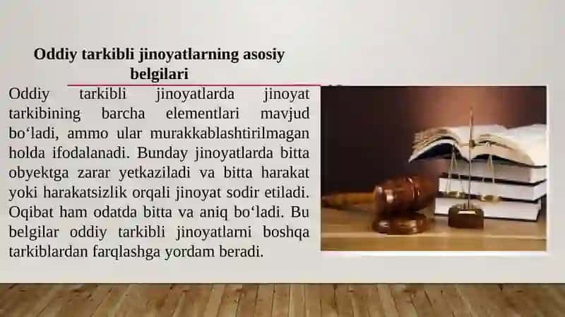 Oddiy tarkibli jinoyatlar tushunchasi 4