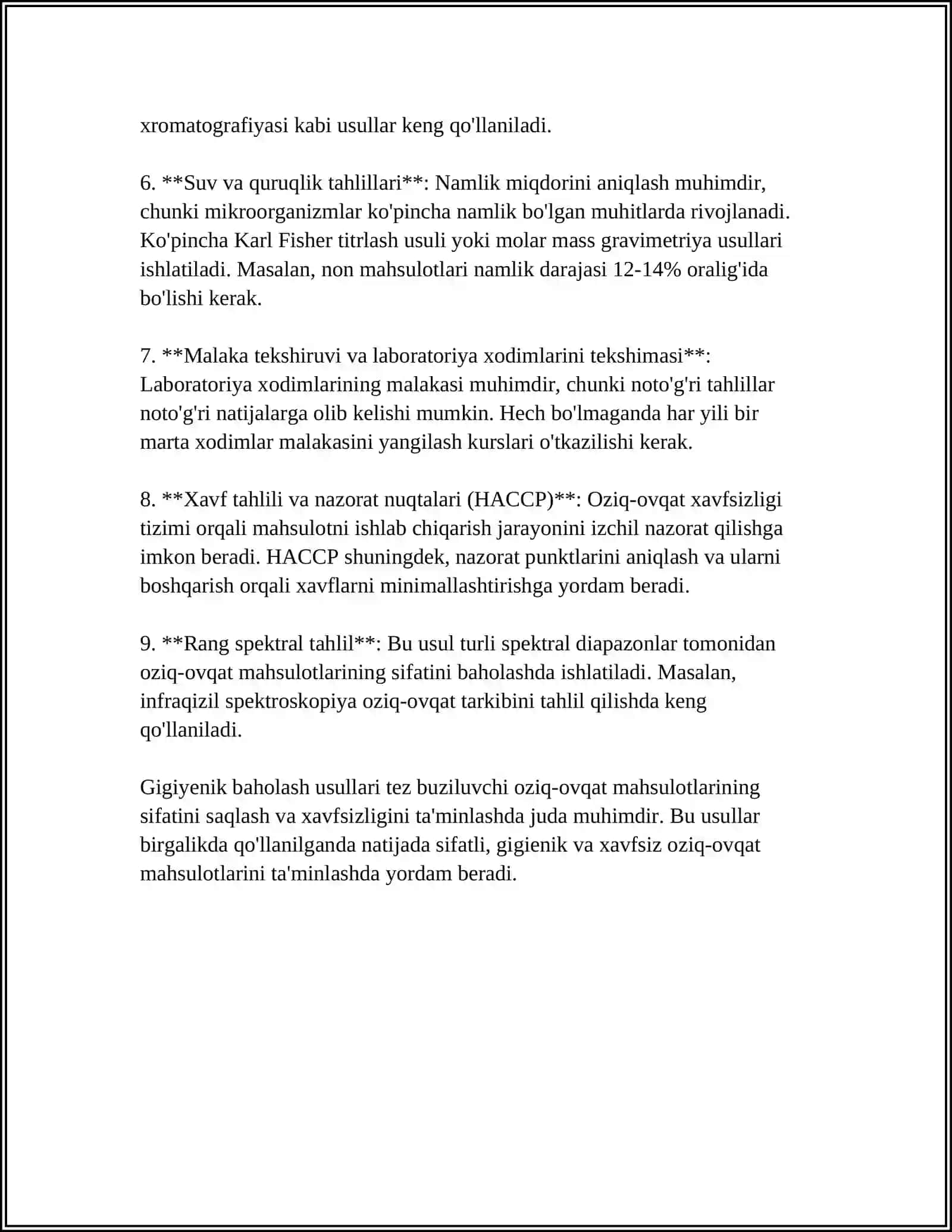 TEZ BUZILUVCHI OVGAT MAHSULOTLARINING SIFATLILIGINI GIGIYENIK BAHOLASH 4