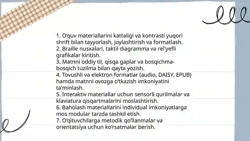 Tiflopedagog-o‘qituvchi darslarini kuzatish va tahlil qilish 4