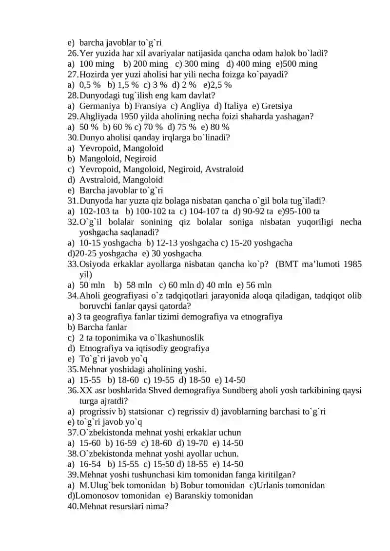 Aholi Geografiyasi va Demografiya 4