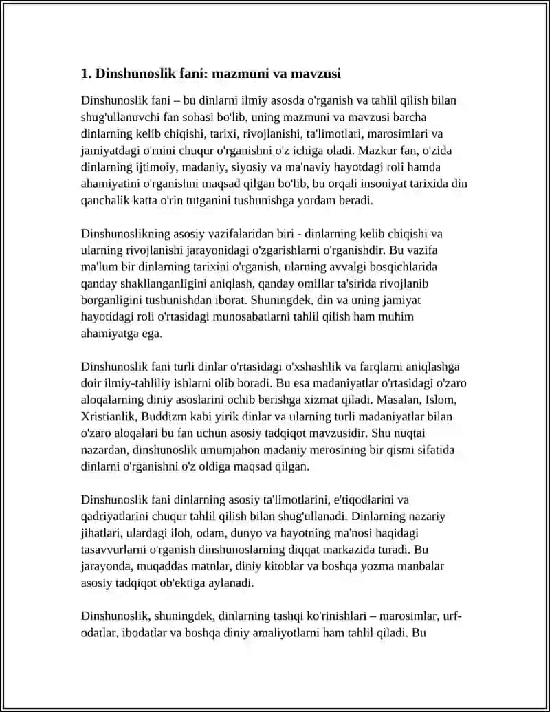 Dinshunoslik fani va uning maqsad va vazifalari 4