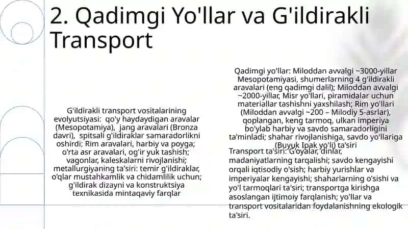 Transport turlari rivojlanishining tarixi 4
