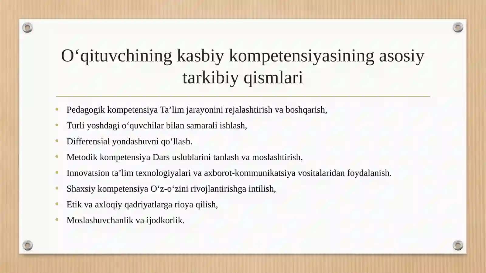 Ta’lim tizimini modernizatsiya qilishda o‘qituvchining kasbiy kompetensiyasini rivojlantirish 4