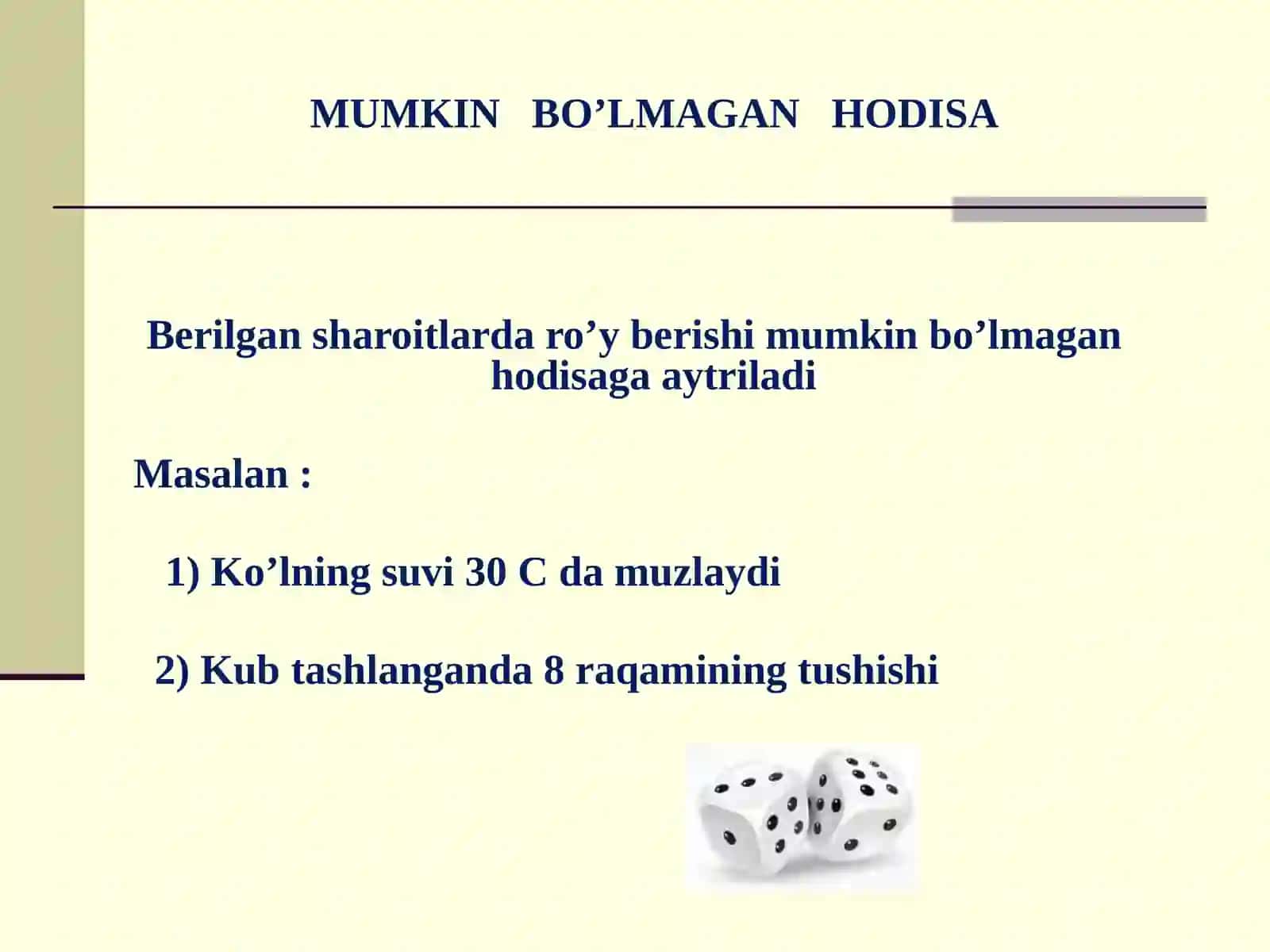 Video darsi "Hodisalar" mavzusida - Matematika fanidagi 4