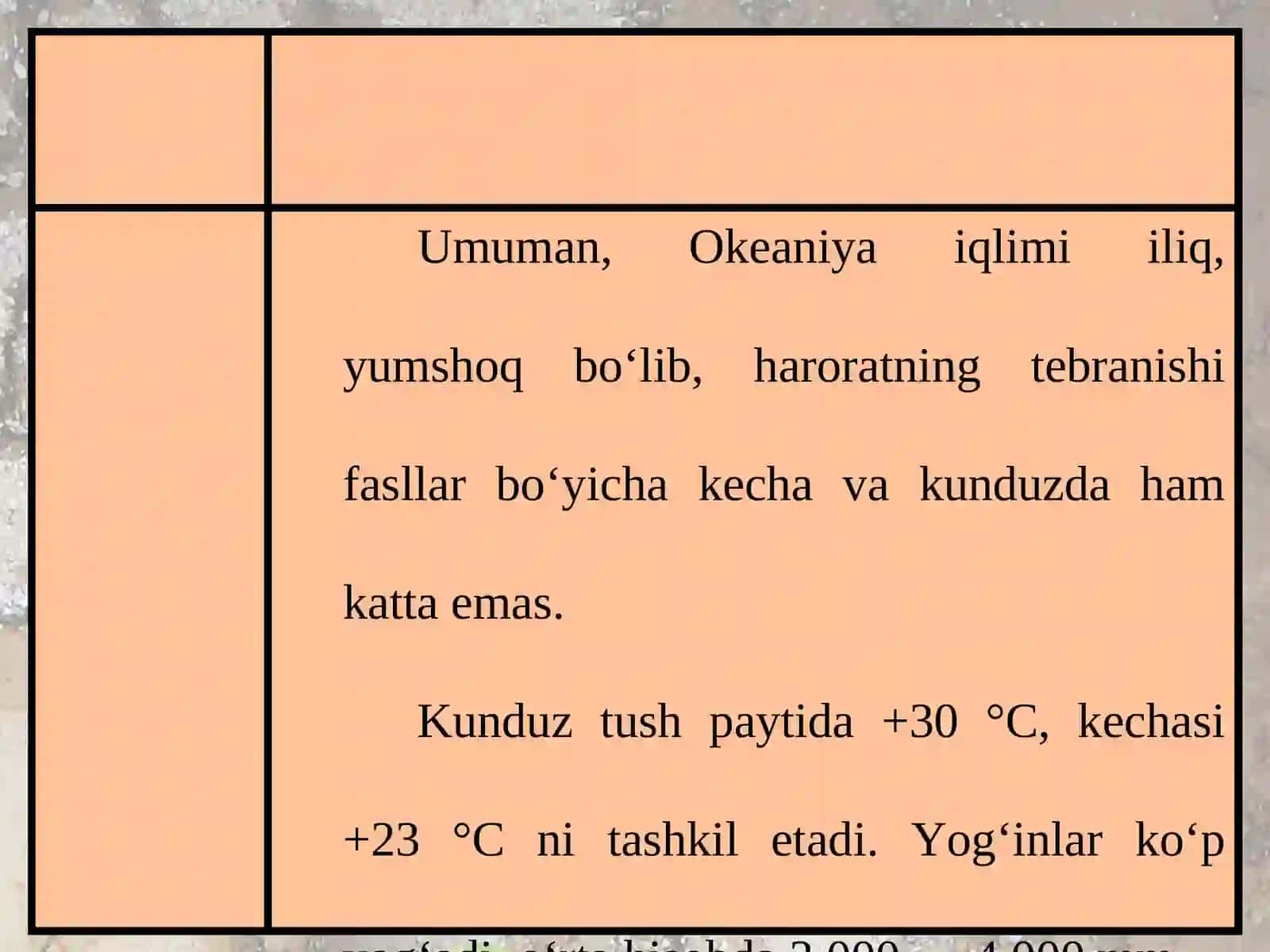 Okeaniya iqlimi, tabiat zonalari va aholisi 4