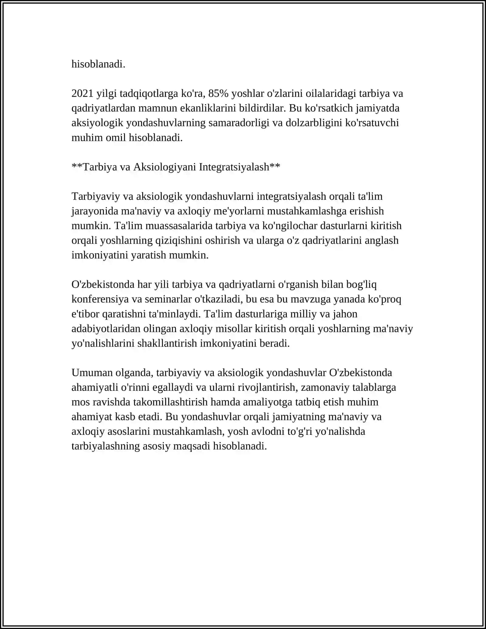 TARBIYA FANINI O'QITISH JARAYONIGA AKSIALOGIK TEXNOLOGIK YONDASHUVLAR VA ULARGA TAVSIF 4