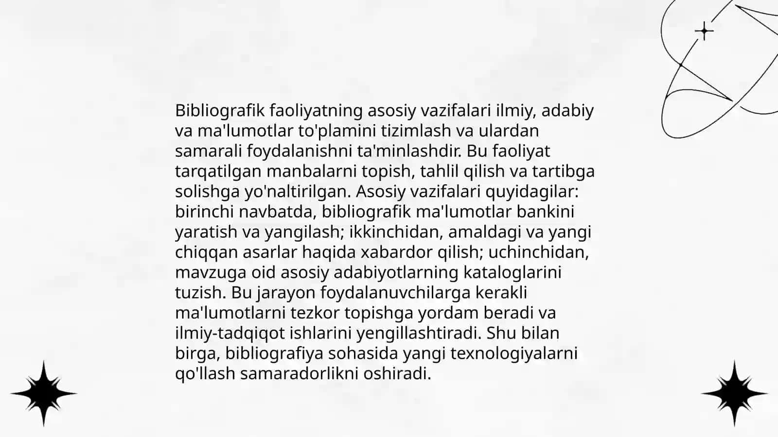 Kutubxona-axborot muassasalarida bibliografik faoliyatini boshqarish. Maqsadi, faoliyati va tamoyillari 4