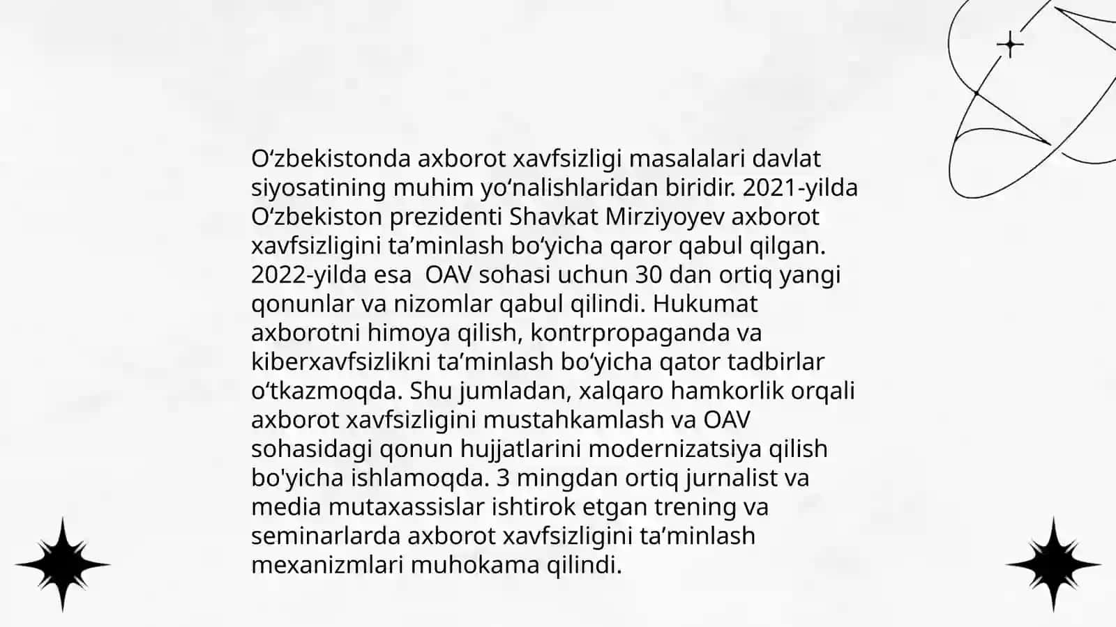 Oʻzbekiston respublikasi ommaviy axborot vositalarining faoliyati 4