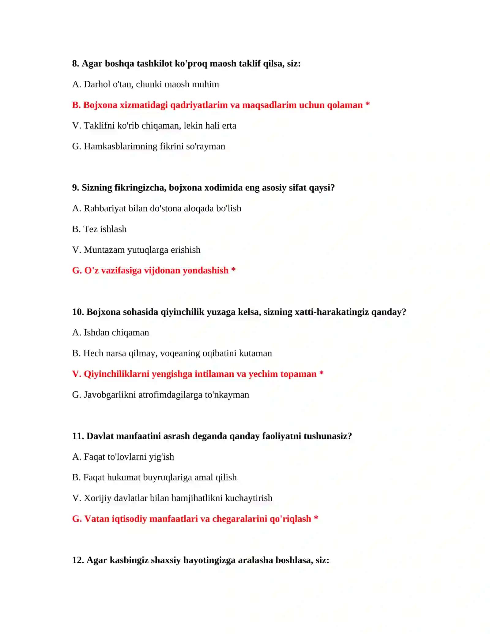 Bojxona qonunchiligi test savollari 4