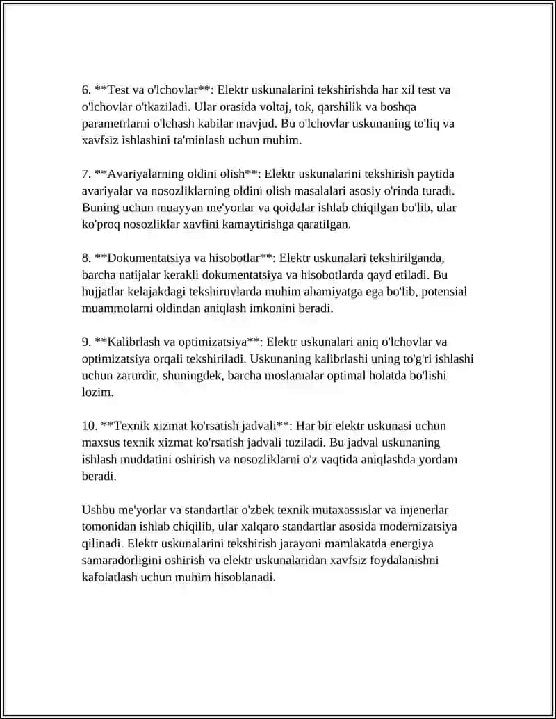 ELEKTR USKUNALARINI SINASH MEʼYORLARI QOIDASIDA FOYDALANILADIGAN TUSHUNCHALAR 4