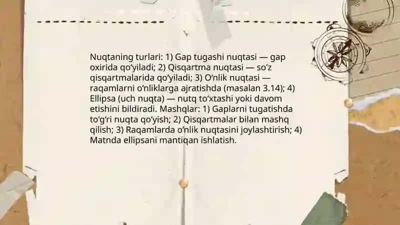 Vergulning qo'llanish usullari — savol-javob va testlar 4