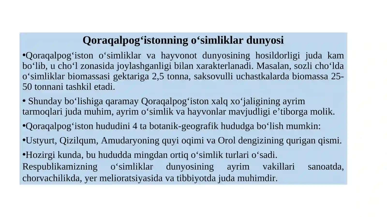 Qoraqalpog‘istonning biologik resurslari 4