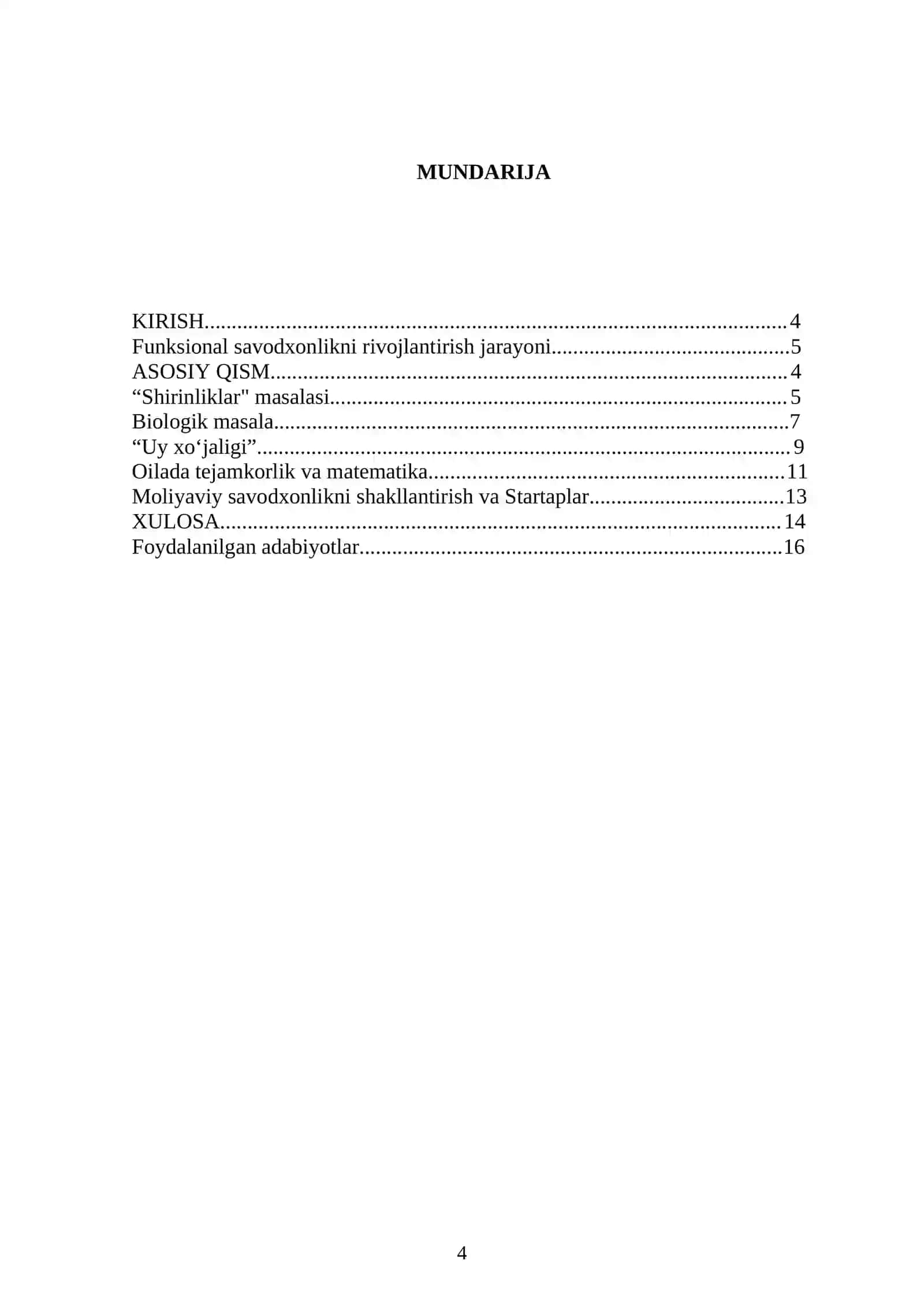 O'quv jarayonida matematik savodxonlikni shakllantirish metodikasi (4k asosida) 4