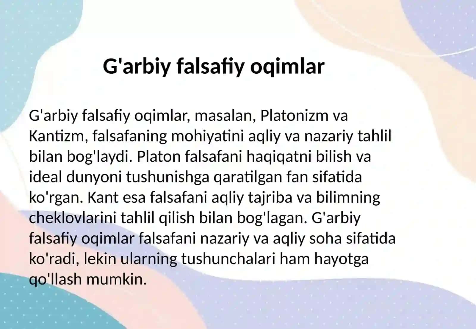 Falsafaning mohiyatiga oid Sharq va G'arb mutafakkirlari ta'riflari 4