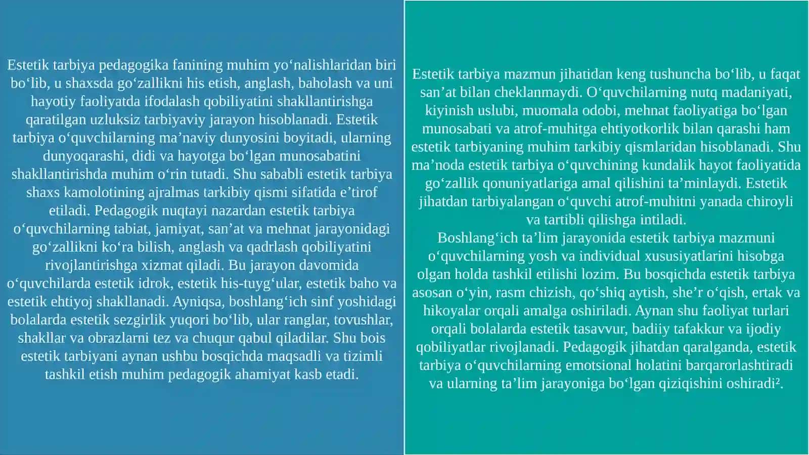 Boshlang‘ich sinf o‘quvchilarida estetik tarbiyanish shakllantirish metodikasi 4