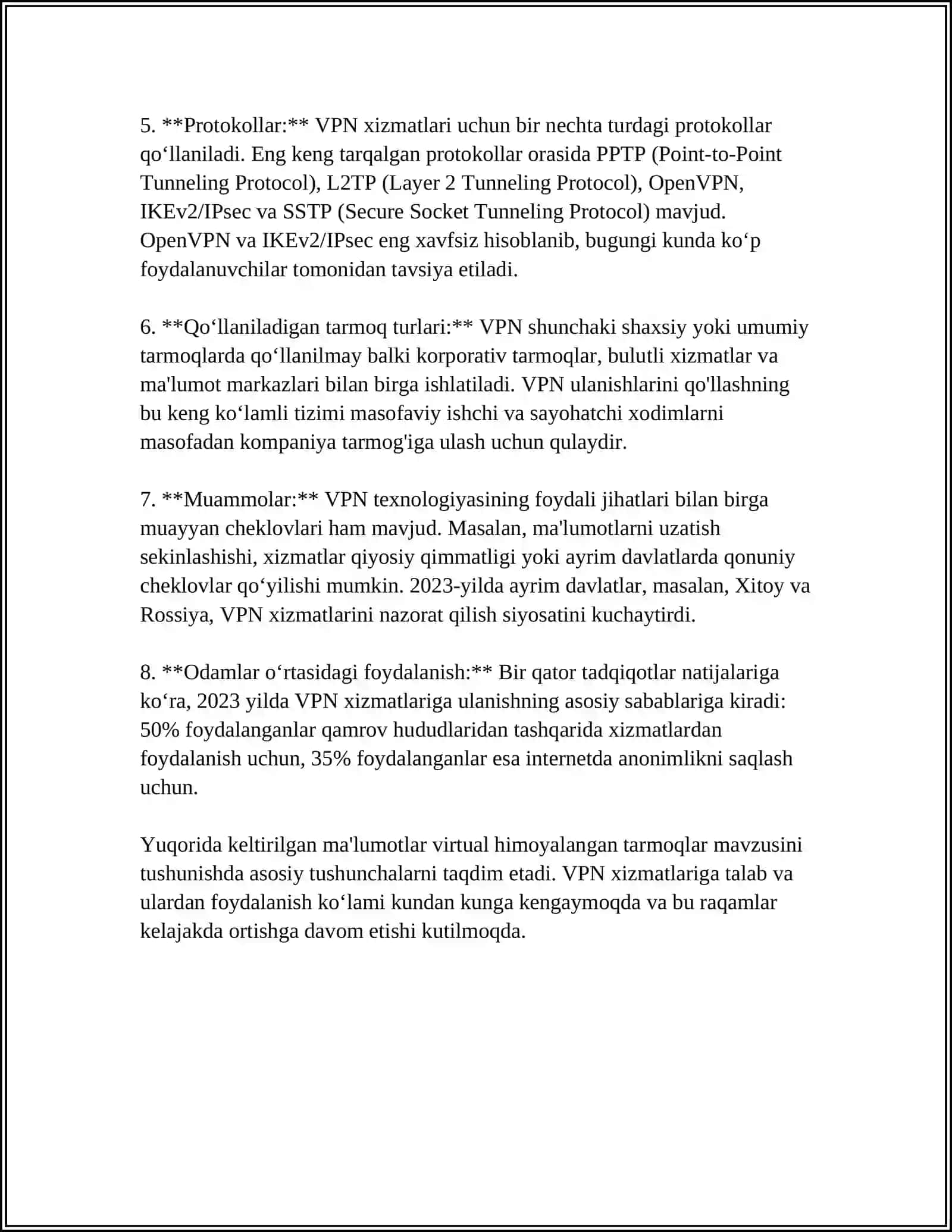 A)VIRTUAL HIMOYALANGAN TARMOQ VA UNDAN AMALIYOTDA FOYDALANISH (MASALAN CYBERGHOST YOKI EXPRESS VPN MISOLIDA) 4