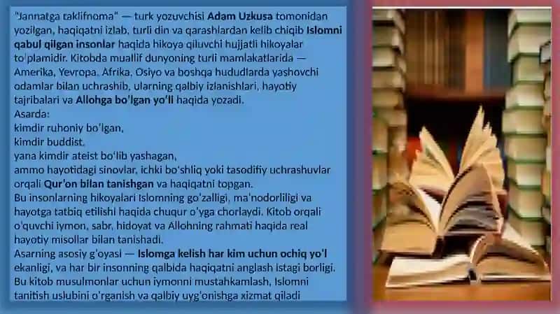 “Jannatga taklifnoma” — turk yozuvchisi Adam Uzkusa. 4